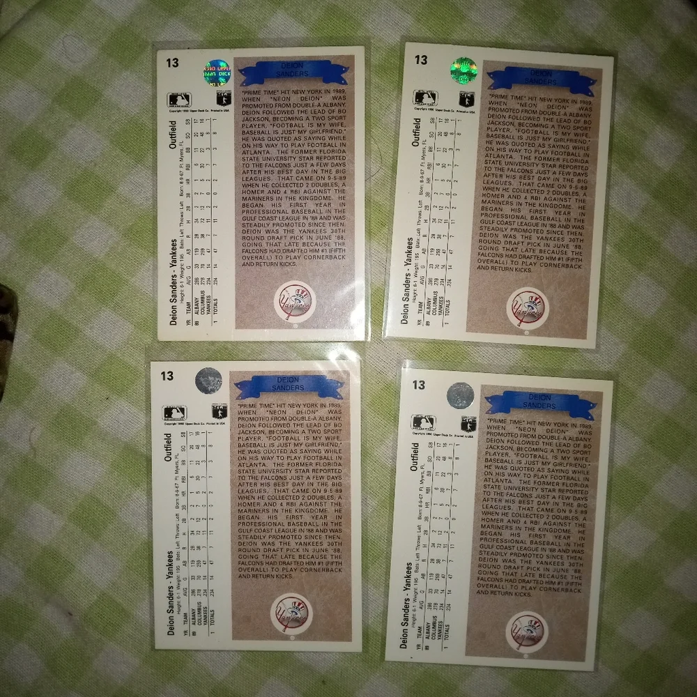 Deion Sanders Upper Deck Rookie lot x4